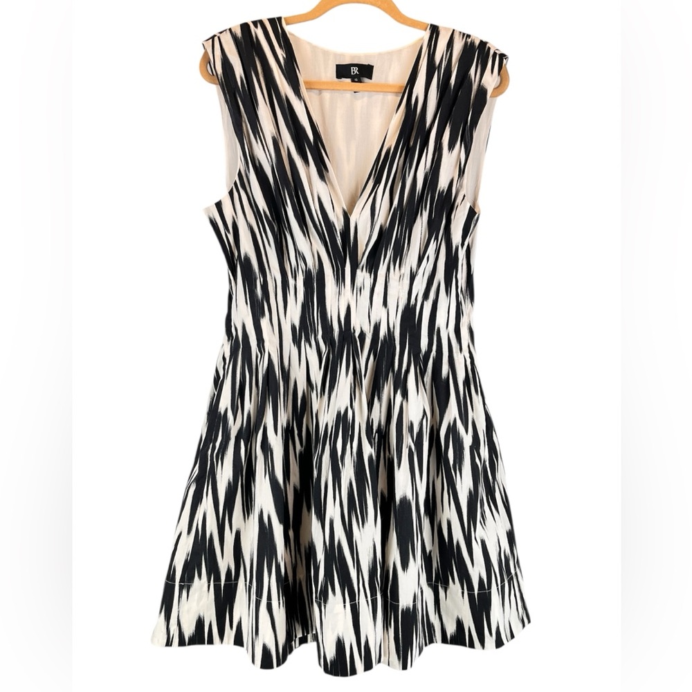 Banana Republic Cici Poplin Mini Dress Cream Black Sz 10T Tall